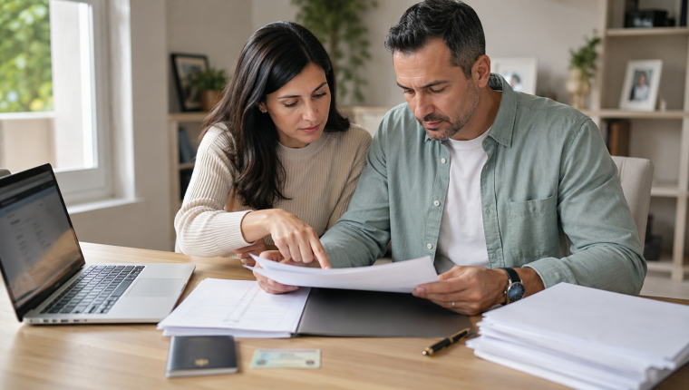 Married couple preparing Form I-751 to remove conditions from a two-year Green Card